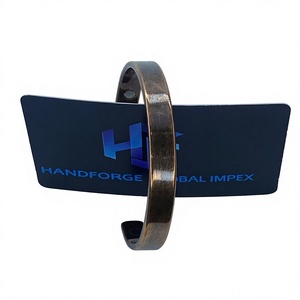 Vintage <b>Copper</b> Alloy Magnetic Adjustable Geometric Cuff <b>Bangle</b> for Unisex Arthritis Pain Relief with Antique <b>Copper</b> Plating - Product Image 2