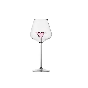 Heldere Bruiloft Drinken Vintage Kristalglas Water Wijn Cocktail Champagne Bekers Roze Hart