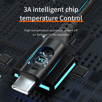 Câble USB C tressé personnalisé OEM 1,2 m 2 m de longueur 60 W avec affichage numérique LED 3A Type C vers C PD Câble de charge rapide pour téléphone portable