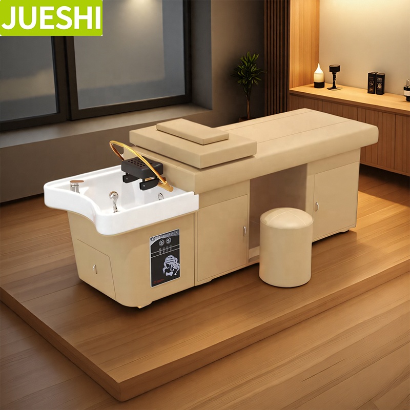 Lit en cuir jaune de lavage de cheveux d'hydrothérapie