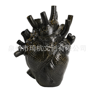 Resin Heart <b>Vase</b> Sculpture Contemporary Home Decor Artificial Dried Flower <b>Vase</b> Gift For Valentine'S Day - Product Image 5