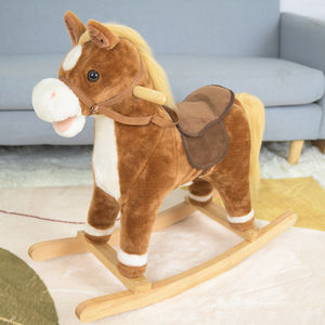 <span class=keywords><strong>Cheval</strong></span> à <span class=keywords><strong>bascule</strong></span> en peluche avec base en bois, adorable et à prix abordable, pour garçons et filles - Product Image 4