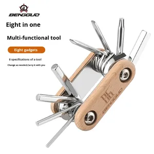 BG-9850 Acier allié 45CR Forgé Tournevis 8-en-1 Clé T25 Mini <span class=keywords><strong>Outil</strong></span> combiné pour vélo <span class=keywords><strong>Outil</strong></span> <span class=keywords><strong>multifonction</strong></span> à élastique - Product Image 1