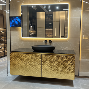 <span class=keywords><strong>Mobile</strong></span> da Bagno <span class=keywords><strong>Angolare</strong></span> di Lusso Personalizzato Oro con <span class=keywords><strong>Lavabo</strong></span> Stile Royal e Minimalista - Product Image 4