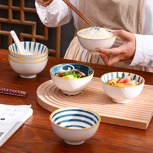 Tazón de Cerámica Estilo Japonés, Apto para Microondas, Vajilla para Arroz, Fideos, Sopa, Carne, Plato para el Hogar - Product Image 1