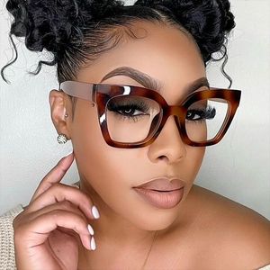 Kính đọc sách cỡ lớn dành cho nữ, chống ánh sáng xanh, có độ cận, gọng kính mắt mèo, gọng kính trong suốt, kính quang học - Product Image 1