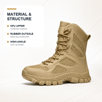 Bottes de sécurité tactiques à tige haute en KPU avec semelle extérieure en caoutchouc, bottes de travail à lacets