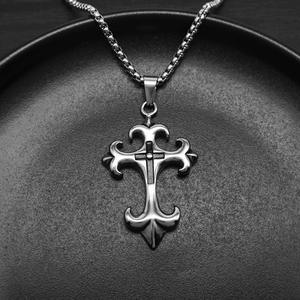 Collar con Colgante <span class=keywords><strong>de</strong></span> Flor <span class=keywords><strong>de</strong></span> Lis Gótica Personalizado, Impermeable, Antideslustre, <span class=keywords><strong>de</strong></span> Acero Inoxidable, Joyería Fina <span class=keywords><strong>de</strong></span> Moda para Hombre - Product Image 2