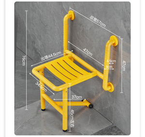 Banco de Ducha Plegable con Barras de Apoyo Integradas, Asiento de Baño Montado en la Pared con Patas para el Cuidado de Personas Mayores - Product Image 3