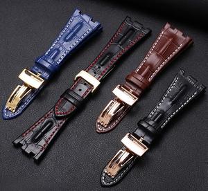 Correa de reloj con diseño de cocodrilo, correa de cuero de vaca para AP <span class=keywords><strong>Audema</strong></span> RsPiguet 26170/26176/26470 RoyalOak Offshore Series 28mm - Product Image 2