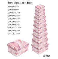 Prêt à expédier : Lot de 10 boîtes cadeaux empilables, design varié, boîtes carrées en papier pour anniversaire, Saint-Valentin, emballage cadeau