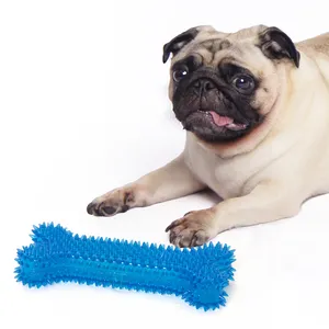 Brinquedos para mastigar para cães mais vendidos TPR Bone Large + Squeaker Pet Chew Toys-Green