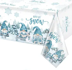 플라스틱 일회용 크리스마스 테이블 커버 블루 크리스마스 겨울 식탁보 파티 용품