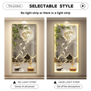 Decorazione per la Casa, Moderna Pittura Decorativa in Cristallo e Porcellana per <span class=keywords><strong>Soggiorno</strong></span> e Veranda, Quadro da Parete con Luce LED a Controllo Remoto - Product Image 4