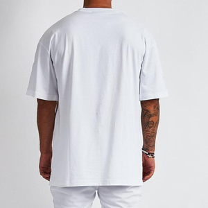 เสื้อยืดโอเวอร์ไซส์คุณภาพสูงสำหรับผู้ชาย สไตล์สตรีทแวร์ ทรงหลวม ไซส์ใหญ่ เหมาะสำหรับออกกำลังกาย รับผลิตแบบ OEM ขายส่ง เสื้อยืดผ้าหนา 100% ผ้าฝ้าย - Product Image 4