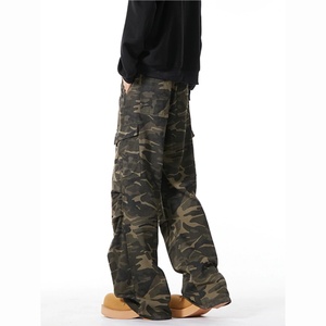 Jeans de travail décontractés camouflage pour hommes, style automne/hiver 2025, style rétro américain, pantalon droit, jambe large - Product Image 2