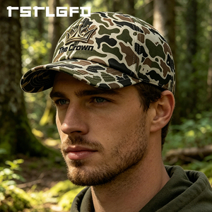 Custom Logo 6 Panel <b>Camo</b> Baseball <b>Cap</b> Wholesale Bulk Rubber Patch Curved Brim Hat Structured Manufacturer - Product Image 3