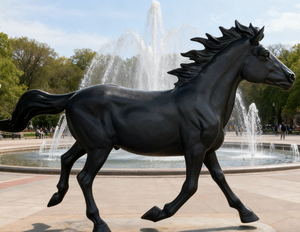 Scultura Personalizzata Grande <span class=keywords><strong>di</strong></span> Stallione Nero in Bronzo, Arte Equestre Moderna per Decorazione Paesaggistica <span class=keywords><strong>di</strong></span> Giardini o Parchi - Product Image 6