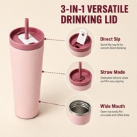 Bouteille isotherme en acier inoxydable OEM 710 ml, double usage avec couvercle à paille et à bec verseur, grande tasse de voyage