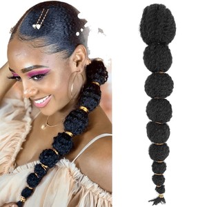 Queue de cheval à bulles pour le commerce transfrontalier, 18 pouces, noir naturel, en fibre haute température, pour femmes - Product Image 4