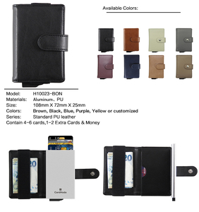 Porte-cartes de crédit anti-vol en métal multicolore avec fermeture ouverte, blocage RFID, étui pour cartes de visite avec doublure en nylon, disponible en stock - Product Image 4