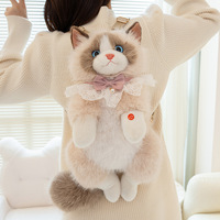 Sac à dos en peluche Ragdoll, jouet en peluche pour animaux de compagnie, nouveau, blanc, gris, noir, Ragdoll chat, sac en peluche, poupée en peluche, coussin de dessin animé