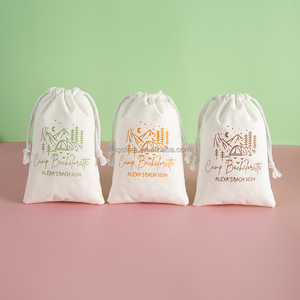 Small Custom Logo Printed Cotton Linen Pouch White Gift Garniture for Jewelry for Cosmetic <b>Makeup</b> and Packaging - Product Image 1