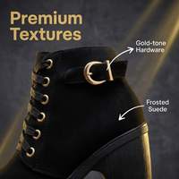Botines de plataforma con tacón grueso para mujer, de cuero PU con cordones y cremallera lateral, botas de invierno con suela gruesa, venta al por mayor
