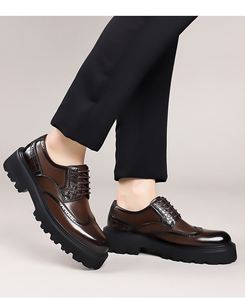 Chaussures habillées en cuir véritable Brock pour hommes, à bout carré et lacets, idéales pour l'été, les mariages et le bureau, respirantes - Product Image 6