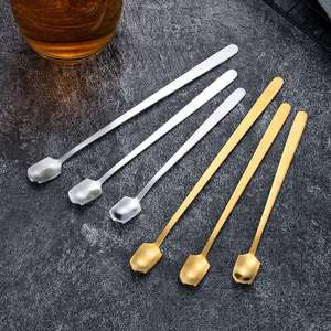 Custom Wholesale Long Handle Square <b>Silver</b>/Gold Stainless Steel Coffee Spoon Dessert Scoops Mug for Coffee <b>Tea</b> - Product Image 1