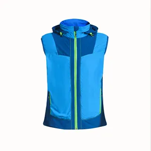 Custom Design Waterproof Blue Sleeveless 4 Way Stretch Breathable Men Outdoor Sleeveless Jackets