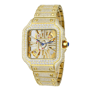 <span class=keywords><strong>Montre</strong></span> pour homme <span class=keywords><strong>personnalisée</strong></span> avec logo Hip Hop, sertie de moissanite, verre saphir, mouvement à quartz <span class=keywords><strong>suisse</strong></span> Ronda, incrustation à la main de moissanite VVS - Product Image 2