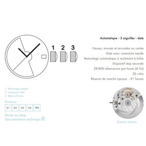 Mouvement mécanique automatique Sellita SW200-1, original, à remontage automatique, 3 aiguilles, calendrier, compatible ETA 2824-2 Uhrwerk Movimiento - Product Image 3
