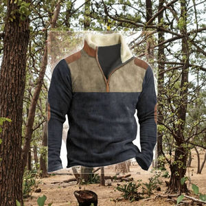 Nouveau sweat-shirt à capuche en velours côtelé pour homme, écologique, lavé, décontracté, col en fourrure, manches longues, personnalisé - Product Image 3