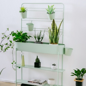 KINNO Cadre d'affichage pour plantes vertes en ferronnerie Balcon extérieur Cloison de sol de jardin Pot de fleurs Étagère pour mobilier d'extérieur - Product Image 1