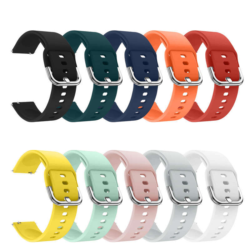 Correa de silicona de 20mm y 22mm para reloj inteligente Samsung, banda de goma activa ajustable para Huawei