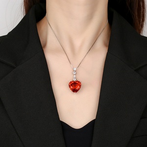Retro Design Eco-friendly Copper 20*20mm Heart Cut Red Cubic Zirconia Jewelry Heart <b>Locket</b> Necklace for Women Anniversary Gift - Product Image 5