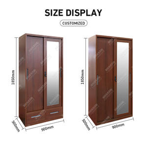 Armario <span class=keywords><strong>de</strong></span> Metal con Acabado Imitación Madera, Personalizado, con Espejo Impreso, Doble Puerta Corredera, Precio Económico al por Mayor - Product Image 4