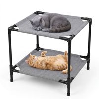 Lit double pour chat, gain de place, capacité 22 lb, lit surélevé respirant pour animaux de compagnie, lit superposé pour maison multi-chats