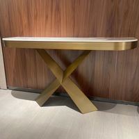 Meubles de salon, entrée, console en métal nordique moderne, table de console de luxe en marbre doré pour le couloir