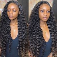 Perruque de cheveux humains naturels à cuticules alignées, 40 pouces, bouclée, ondulation profonde, entièrement en dentelle, cheveux bruts d'un seul donneur, densité 300