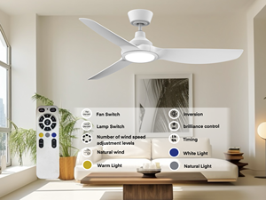 Moteur <span class=keywords><strong>le</strong></span> <span class=keywords><strong>plus</strong></span> <span class=keywords><strong>silencieux</strong></span> puissant intérieur 52 pouces 3 couleurs lampe à LED ABS lames <span class=keywords><strong>ventilateur</strong></span> de plafond lumière avec télécommande pour salon - Product Image 2