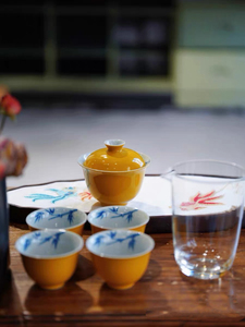 Juego <span class=keywords><strong>de</strong></span> Té Gaiwan <span class=keywords><strong>de</strong></span> Porcelana Tradicional China, Colección Amuleto Amarillo Real Chino, Duradero y Ecológico - Product Image 5