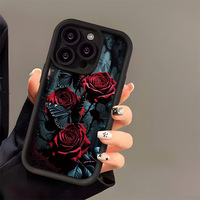Coque de téléphone portable tendance motif papillon et rose rouge pour iPhone 16 Plus 15 17 18 Pro Max, coque antichoc couleur bonbon, protection arrière