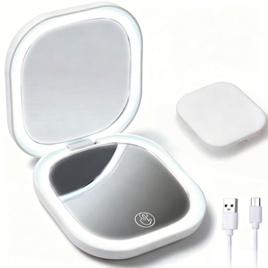 Rechargeable Smart LED 3-Color Light Adjustable Brightness Double-Sided 1x/3x Pocket Portable Compact Makeup <b>Mirror</b> Custom Logo - Product Image 1