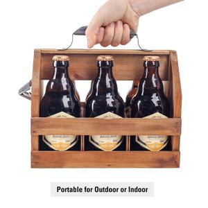 Porte-bouteille pliable en bois avec ouvre-bouteille, 6 paquets, porte-ours en bois, porte-boissons, porte-<span class=keywords><strong>vin</strong></span> pour fête de pique-nique - Product Image 4