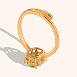 Dingran 2024 новые модные ювелирные изделия из нержавеющей стали Регулируемые кольца ювелирные изделия Позолоченные Красочные цветы циркон кольцо - Product Image 6