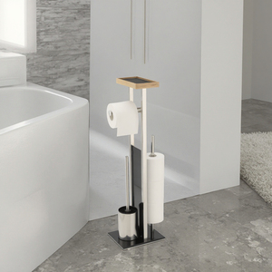 Accesorio de baño de acero inoxidable moderno, soporte de papel para cepillo de baño de tejido negro multifuncional, soporte cuadrado de Metal para el hogar - Product Image 3