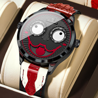 Montre pour homme Joker Funny, étanche, lumineuse, en cuir, à quartz