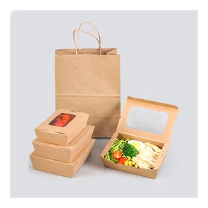 Boîtes carrées jetables <span class=keywords><strong>à</strong></span> emporter en papier <span class=keywords><strong>kraft</strong></span> avec fenêtre transparente <span class=keywords><strong>Boîte</strong></span> d'emballage alimentaire biodégradable Hotsale avec bûche imprimée sur mesure - Product Image 3